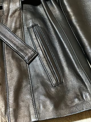 Abrigo Piel Vintage Auténtica Marrón Negro