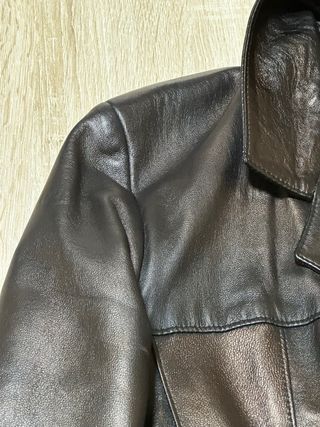 Abrigo Piel Vintage Auténtica Marrón Negro