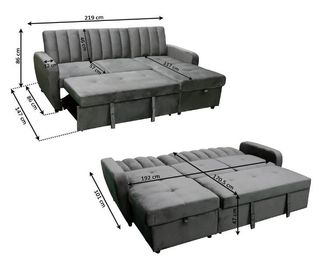 Sofá Cama RIO - Chaise Longue Reversible con Almacenamiento
