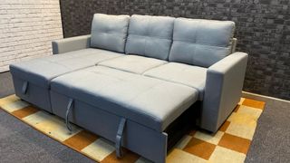 Sofá Pau Gris Claro Moderno de Tela de 3 Plazas