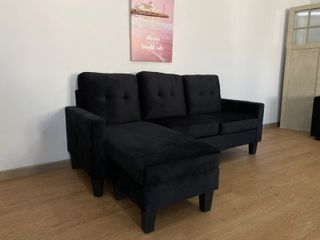 Sofa con Puff Convertible a Chaise Longue 184cm