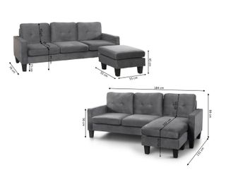 Sofa con Puff Convertible a Chaise Longue 184cm
