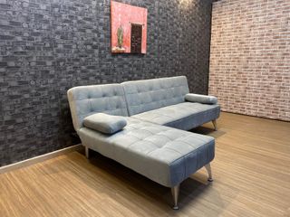 Sofa Cama En Gris Terciopelo Moderno Modelo Zoe