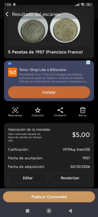 5 Pesetas 1957 Franco