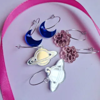 Pendientes Mystic Rona flor cerezo rosa