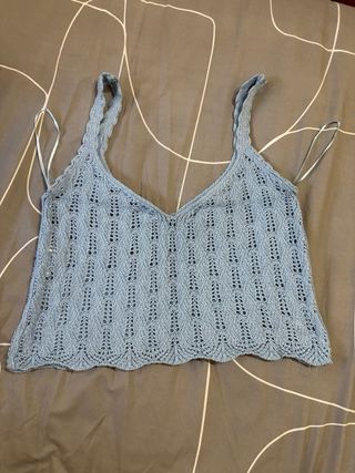 Top de tirantes azul tejido