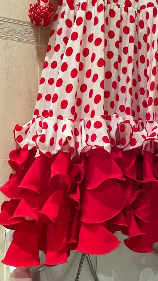 Vestido de flamenca blanco y rojo