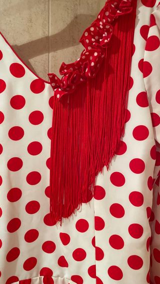 Vestido de flamenca blanco y rojo