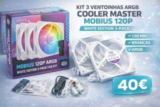 Kit 3 Ventoinhas Cooler Master Mobius 120P ARGB