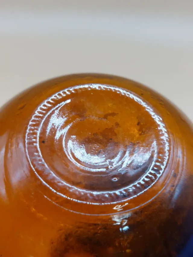 OFERTA Frasco botica ámbar vidrio soplado c.1900