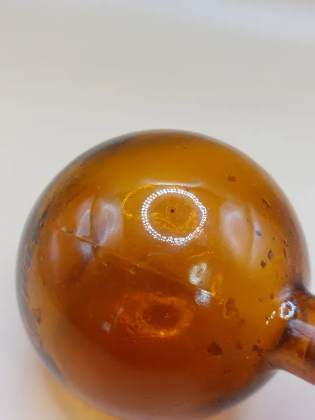 OFERTA Frasco botica ámbar vidrio soplado c.1900