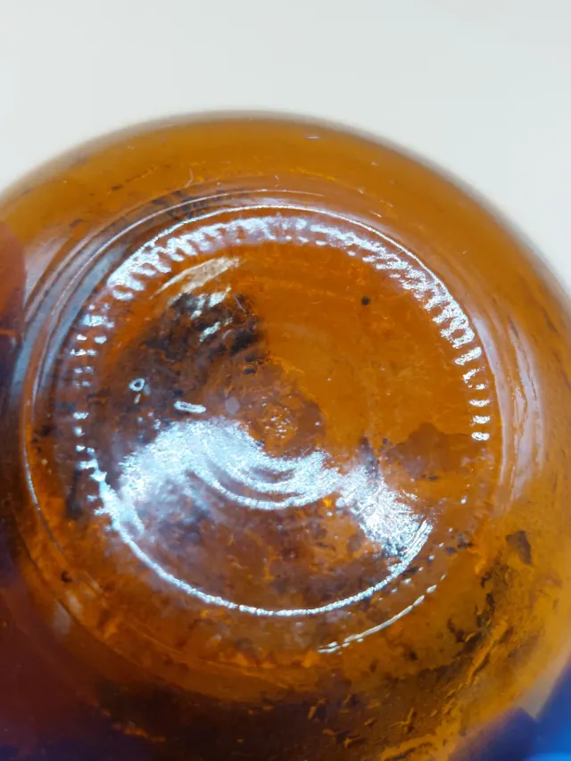 OFERTA Frasco botica ámbar vidrio soplado c.1900