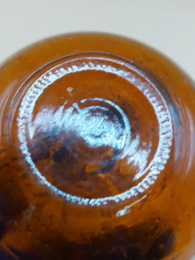 OFERTA Frasco botica ámbar vidrio soplado c.1900