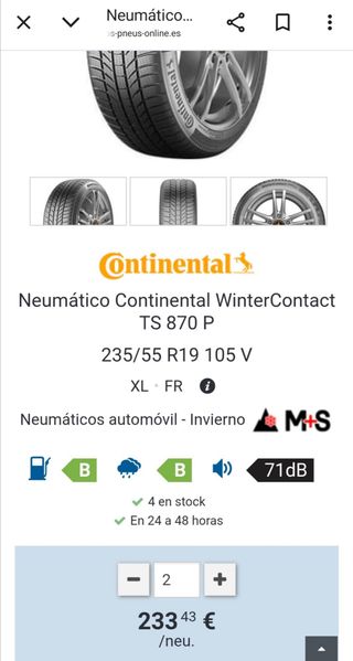 2 Neumáticos Continental TS 870 P 235/55 R19 105V