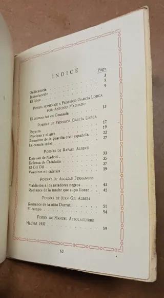 Poesías Españolas Escogidas 1938 República