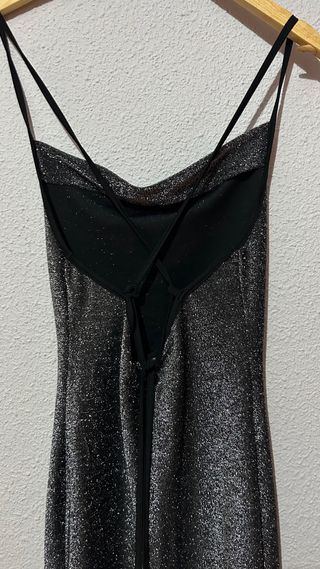 Vestido plateado nuevo talla xs fiesta abertura