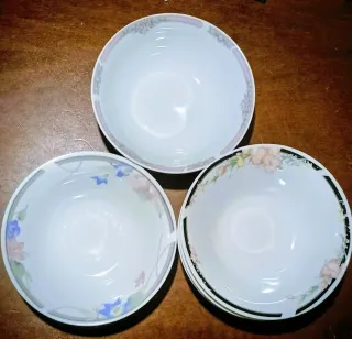 5 Coppette Porcellana cinese Bianca Multicolore