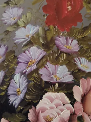 Quadro oval com flores, estilo vintage