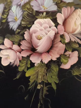 Quadro oval com flores, estilo vintage