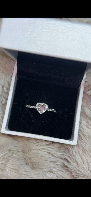 Conjunto Pandora Corazón Rosa Plata