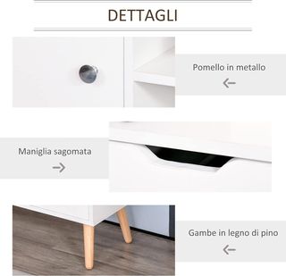 Mobile TV Moderno in Legno Bianco, Mobile Porta TV di Design per TV Max. 50'' 120X28X44Cm