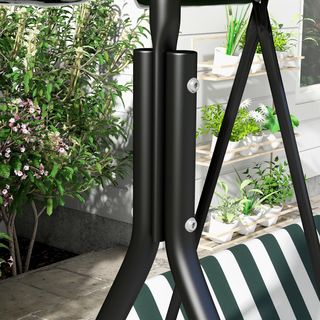 Columpio de Jardín para 3 Personas con Techo Regulable, Columpio de Exterior con Asiento Transpirable en Poliéster y Acero, Capacidad de Hasta 200 Kg, 172X110X153 Cm, Verde Oscuro, Blanco
