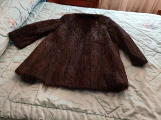 Abrigo de piel marrón mujer