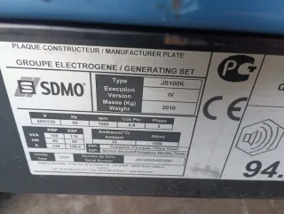 Grupo electrógeno SDMO 100 kvas
