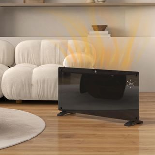 Estufa Eléctrica de Bajo Consumo 2000W, Termoconvector Eléctrico Silencioso de Pared y Suelo, Radiador Eléctrico con Pantalla LED, Temporizador 24H/Semanal, Termostato y Mando a Distancia, Negro