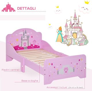 Cama para Niños con Bordes Elevados de Madera para Habitación Infantil, Cuna para Niños de 3-6 Años, 143X73X60Cm, Rosa