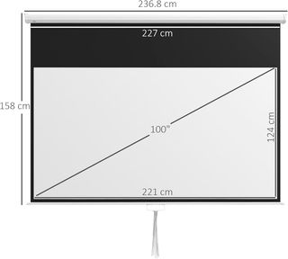 Pantalla Proyector de 100 Pulgadas 4K HD Formato 16:9 Con Montaje en Pared y Techo, Pantalla Proyector de Metal, Gran Ángulo de 160 Grados, para Casa, Hogar, Cine, Exterior, Blanco