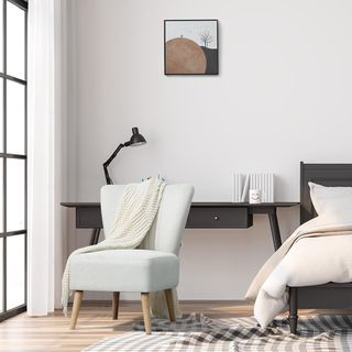 Sillón Tapizado para Sala de Estar y Sala en Estilo Nórdico, Silloncito de Habitación en Tela y Patas de Madera, Blanco