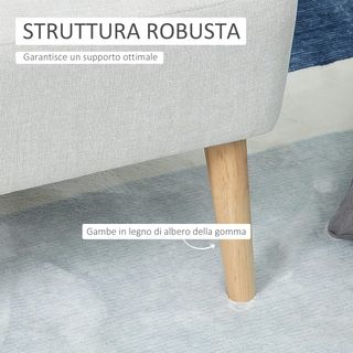 Sillón Tapizado para Sala de Estar y Sala en Estilo Nórdico, Silloncito de Habitación en Tela y Patas de Madera, Blanco