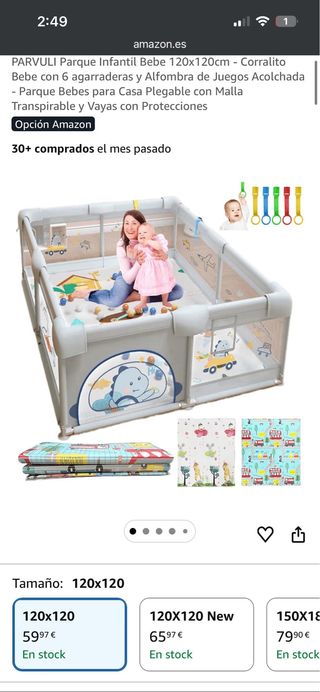 Parque infantil bebé 120x120cm