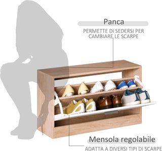 Juego de Muebles de Entrada 3 Piezas con Banco Zapatero, Perchero de Pared y Espejo, Armario para Dormitorio y Pasillo en Madera, 80X27X46.5 Cm Color Madera y Blanco