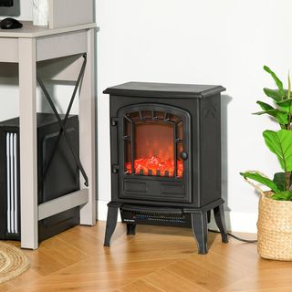 Chimenea Eléctrica Con Efecto Llama, Chimenea Eléctrica 1000/2000 W Con Temperatura Regulable Y Protección Contra Sobrecalentamiento, Cobertura 20-25M², 39X24X56.5Cm, Negro
