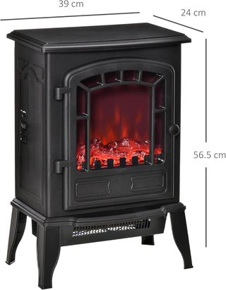 Chimenea Eléctrica Con Efecto Llama, Chimenea Eléctrica 1000/2000 W Con Temperatura Regulable Y Protección Contra Sobrecalentamiento, Cobertura 20-25M², 39X24X56.5Cm, Negro