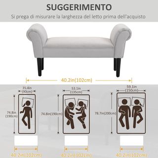 Banco Zapatero Con Brazos Enrollados, Banco Tapizado para Entrada, Mezcla Gris Blanco, 102X36X51Cm