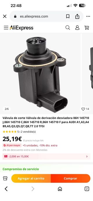 Válvula de escape de derivación Audi