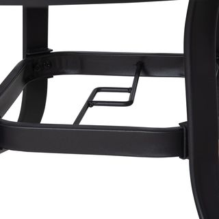 Mesa de Jardín Redonda con Agujero para Sombrilla, Mesa de Exterior de Acero y Vidrio Ф106.5Cm, Negra