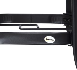 Mesa de Jardín Redonda con Agujero para Sombrilla, Mesa de Exterior de Acero y Vidrio Ф106.5Cm, Negra