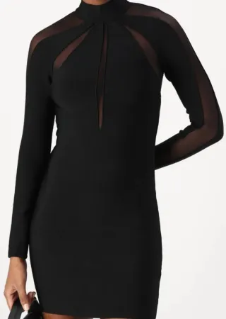 Vestido Guess Preto Manga Longa