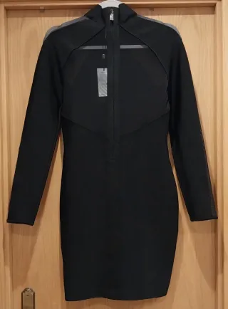 Vestido Guess Preto Manga Longa