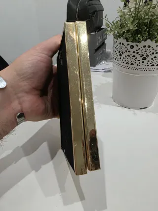 Antiguo Marco de fotos doble dorado vintage