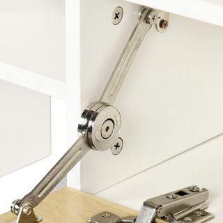 Mobile TV con scaffale a parete, ripiani aperti e armadio in legno, TV mobile moderna per soggiorno e camera da letto, bianco e legno