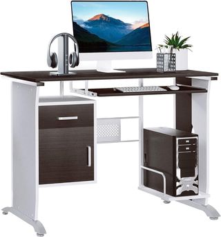 Escritorio para Computadora Porta PC, Escritorio para Habitación y Oficina con Cajón de Madera 100X52X75 Cm