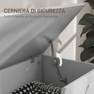 Banca de Madera con Cierres de Seguridad, Banco Contenedor Baúl para Juguetes Capacidad 127L para Entrada y Habitación, 100X40X45 Cm, Blanco