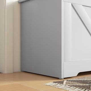 Banca de Madera con Cierres de Seguridad, Banco Contenedor Baúl para Juguetes Capacidad 127L para Entrada y Habitación, 100X40X45 Cm, Blanco