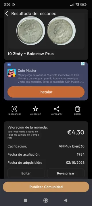 Moneda 10 Zloty Polonia 1984