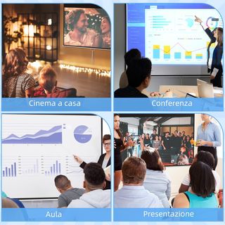 Pantalla Proyector de 80 Pulgadas 4K HD Formato 16:9, Altura Regulable Manual, Pantalla Proyector, Gran Angular de 160 Grados, Tela Videoproyector para Casa, Hogar, Cine, Oficina, Exterior, Blanco